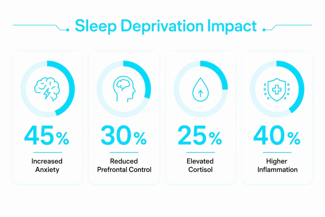 Infographic showing sleep deprivation effects on anxiety