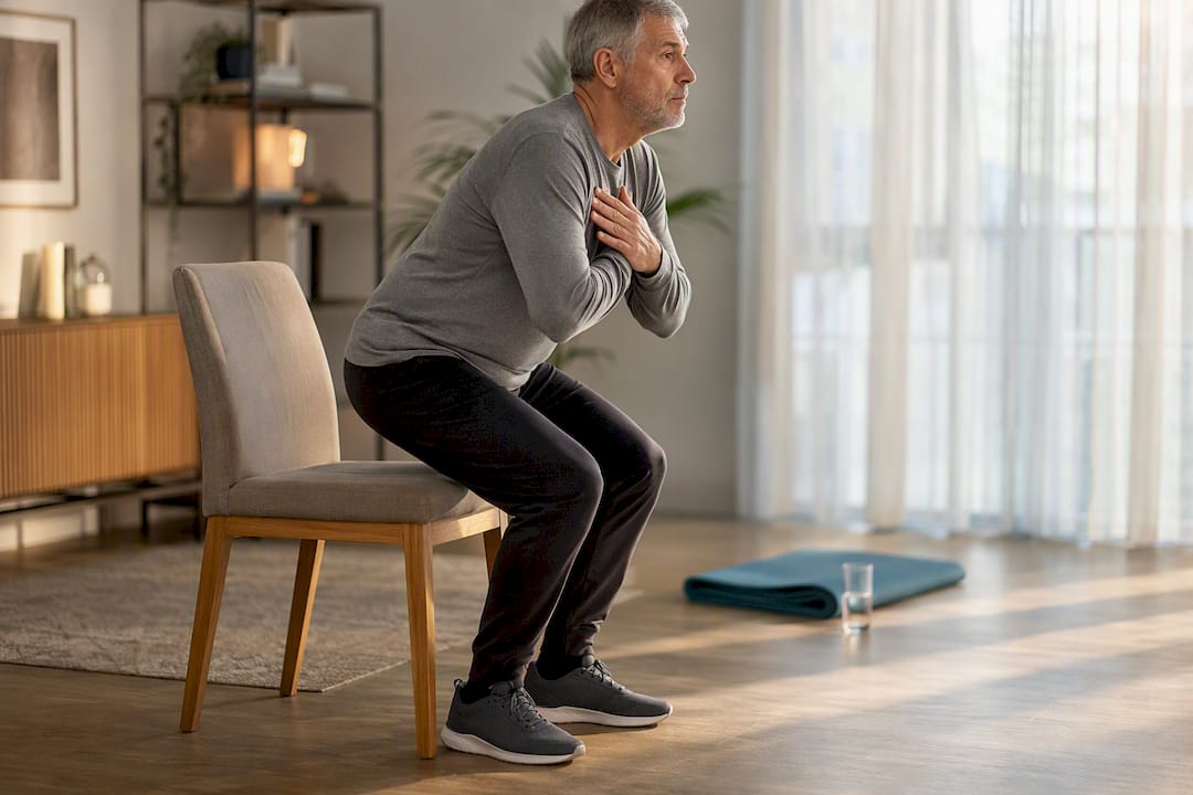 Older adult standing from chair unaided