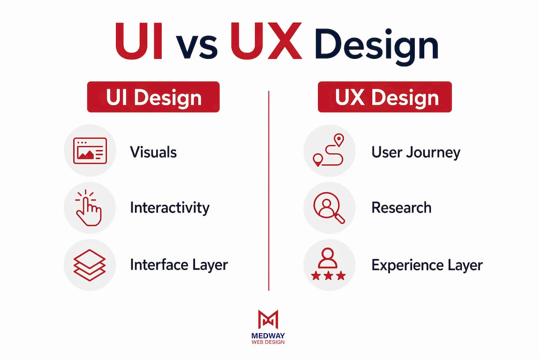 Infographic comparing UI and UX design principles