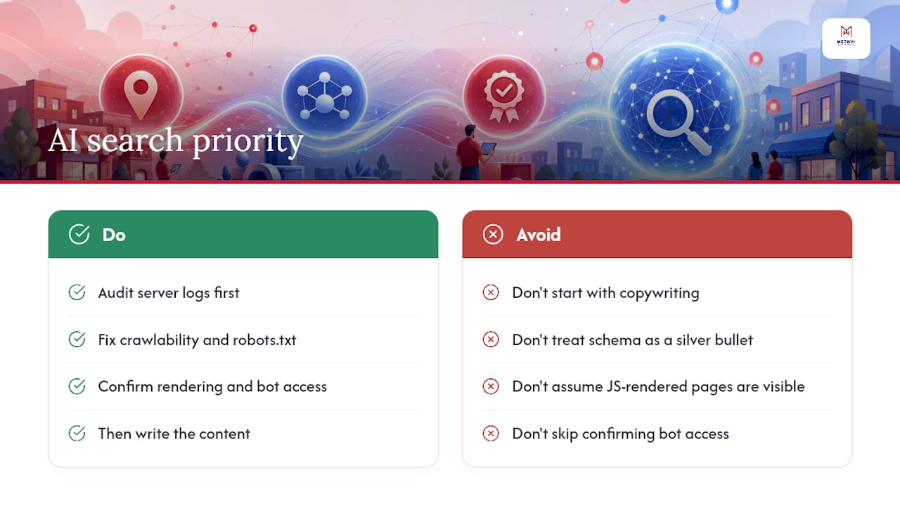 What conventional AEO advice gets wrong — overview diagram