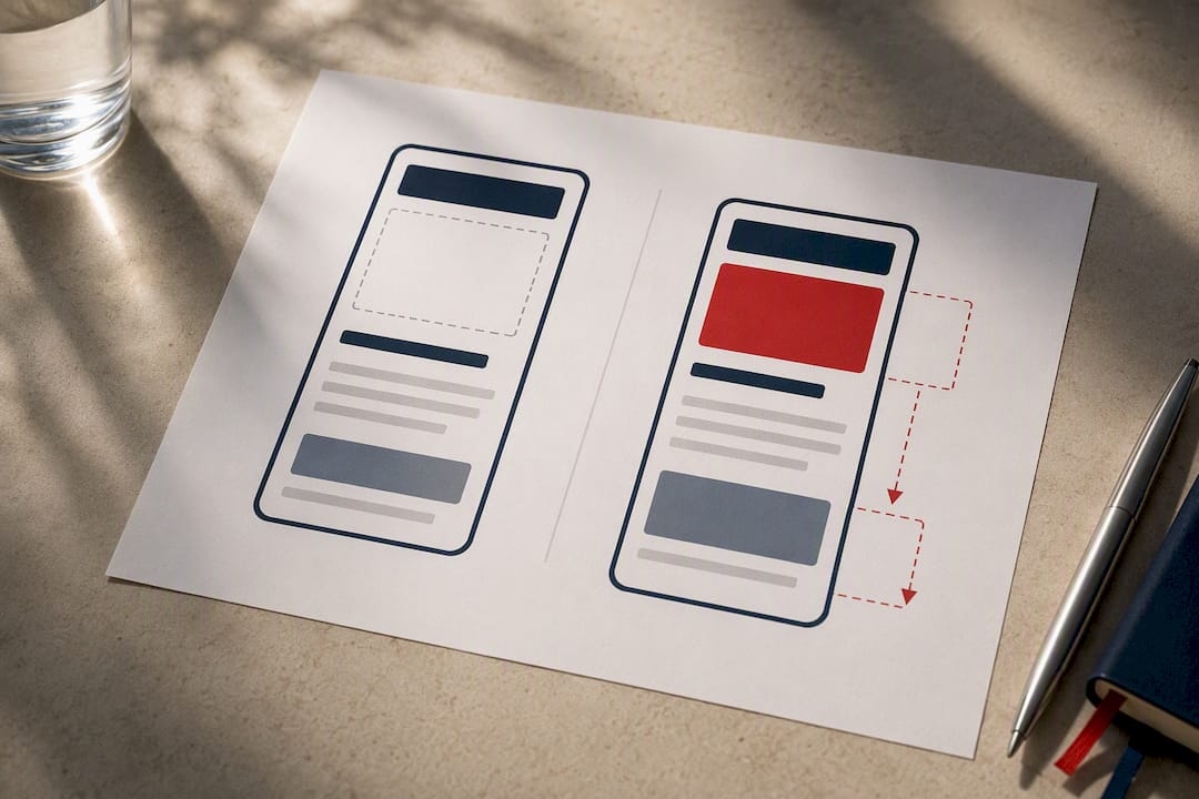 Illustration comparing stable and shifting mobile layouts