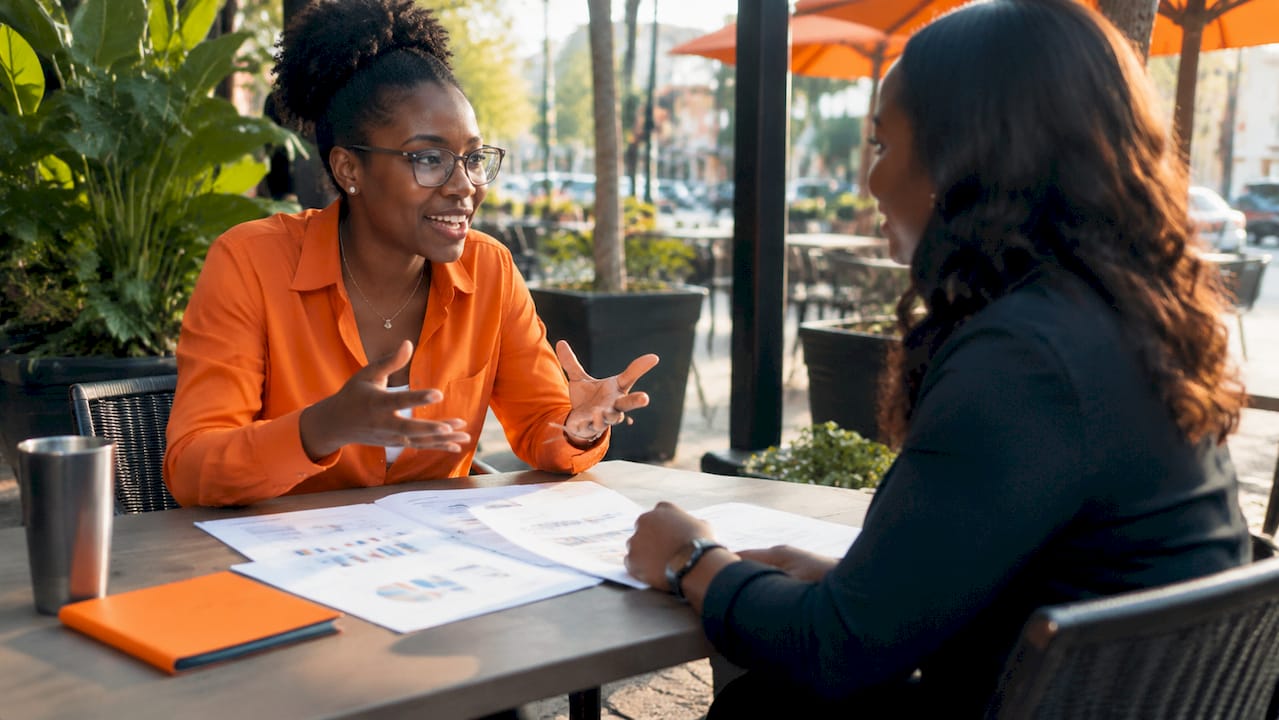 IT professionals discussing target company list at office