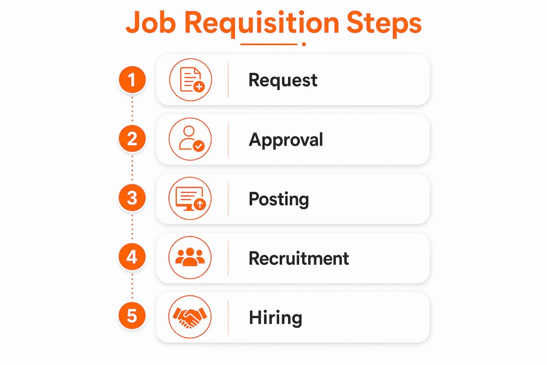 Infographic illustrating job requisition process steps