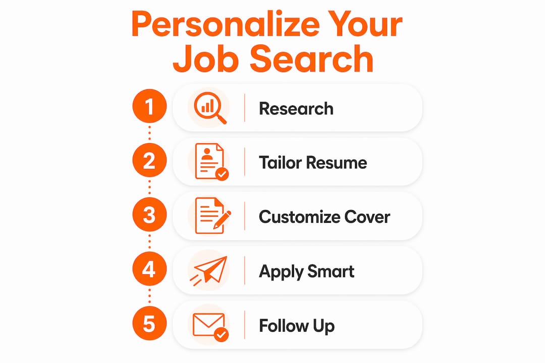 Infographic outlining job search personalization steps