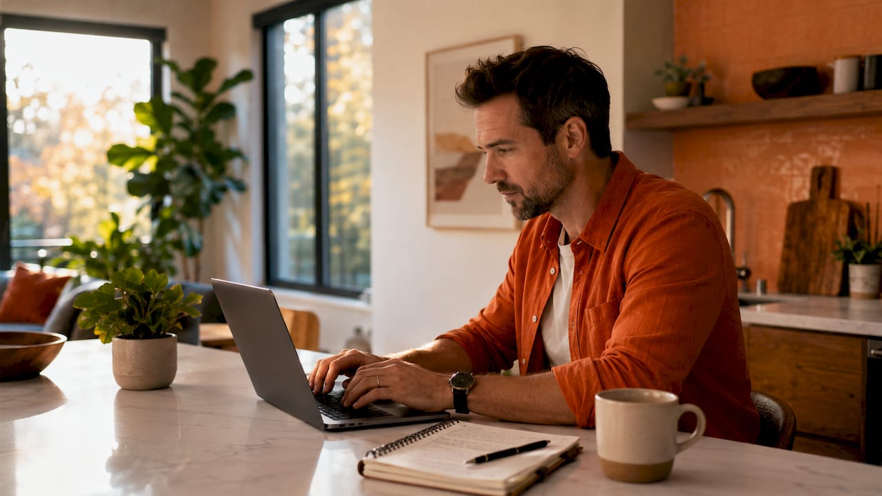 Recruiter typing on laptop in co-working space