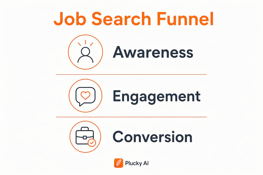 Infographic illustrating three job search funnel stages