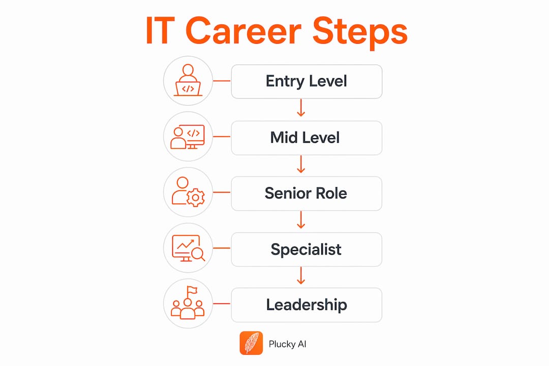 Infographic illustrating stages of IT career paths