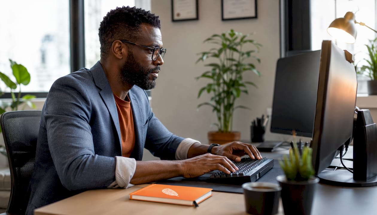 Cybersecurity expert working in secure server room