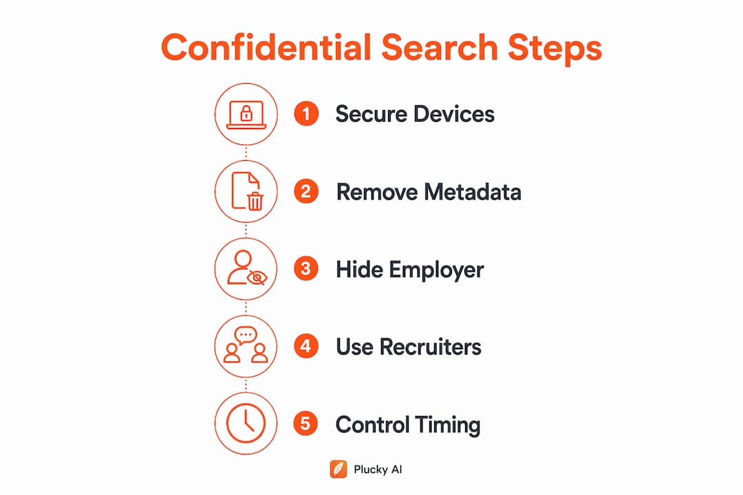 Infographic illustrating confidential job search checklist