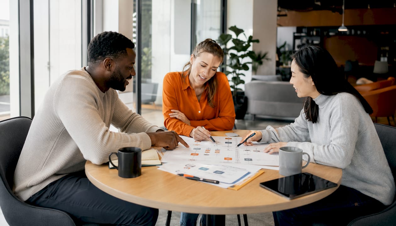 Team mapping company data with charts