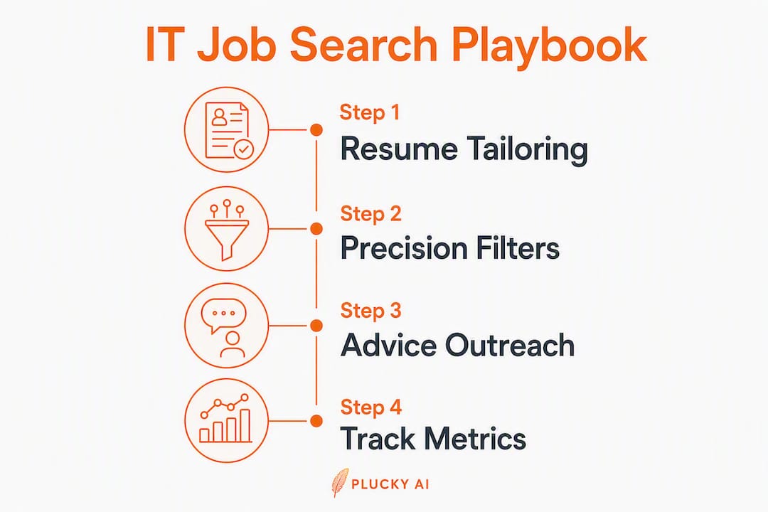 Infographic illustrating 4-step IT job search process