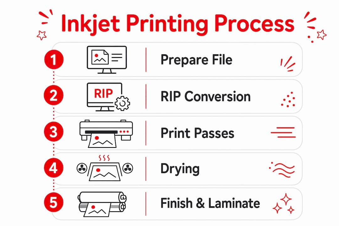 Infographic showing inkjet poster printing steps