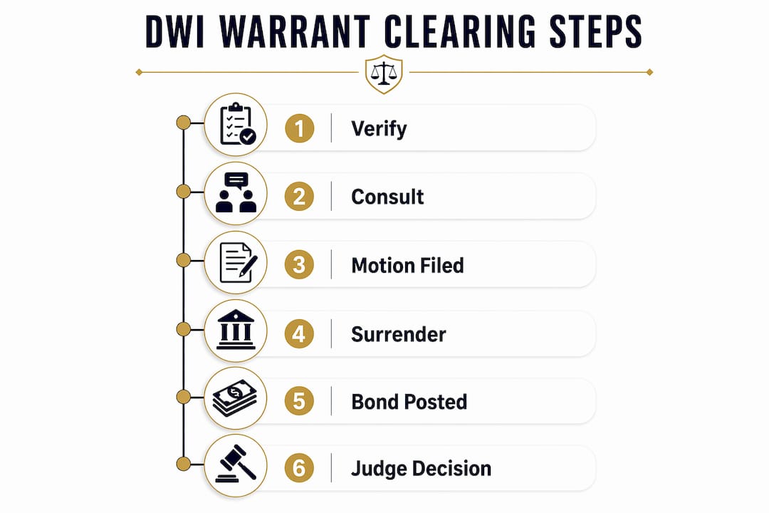 Infographic showing steps to clear DWI warrant