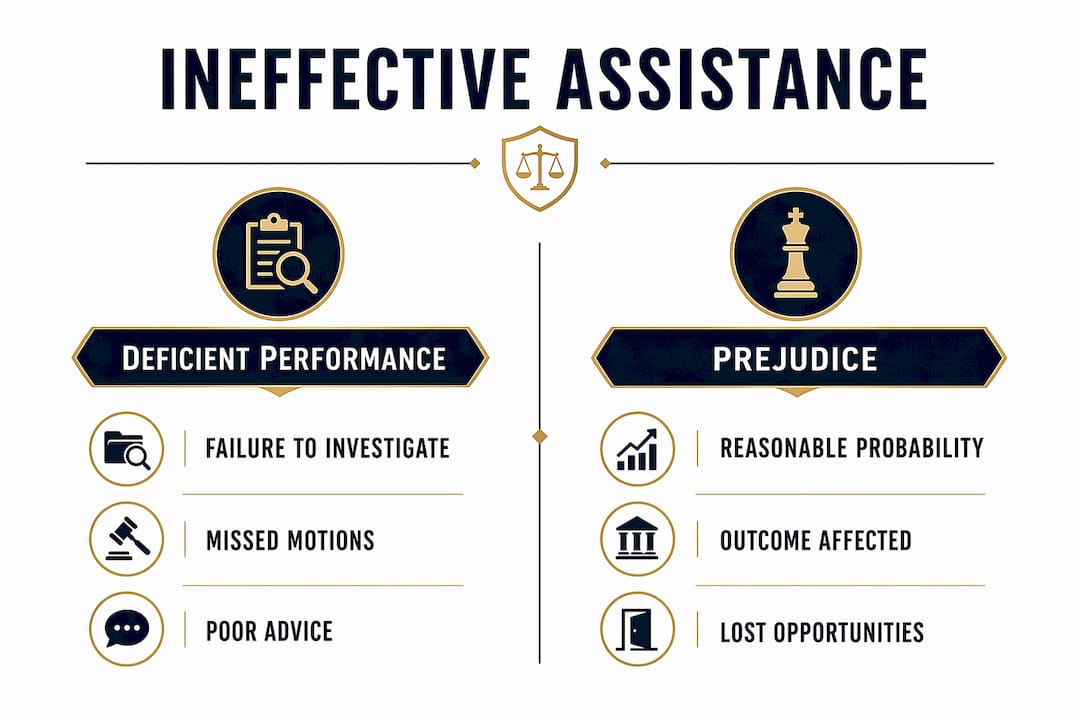 Infographic explaining ineffective assistance of counsel