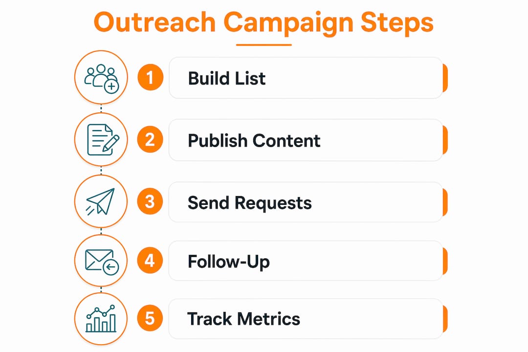 Step-by-step LinkedIn outreach campaign infographic