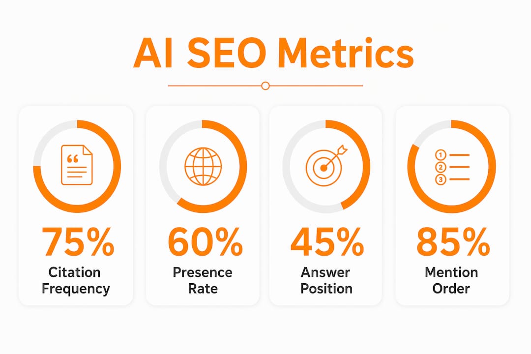 Infographic illustrating key AI SEO metrics