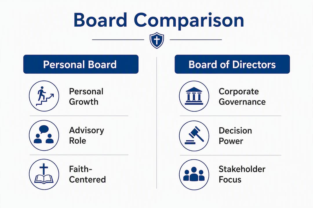 Infographic comparing personal board and board of directors
