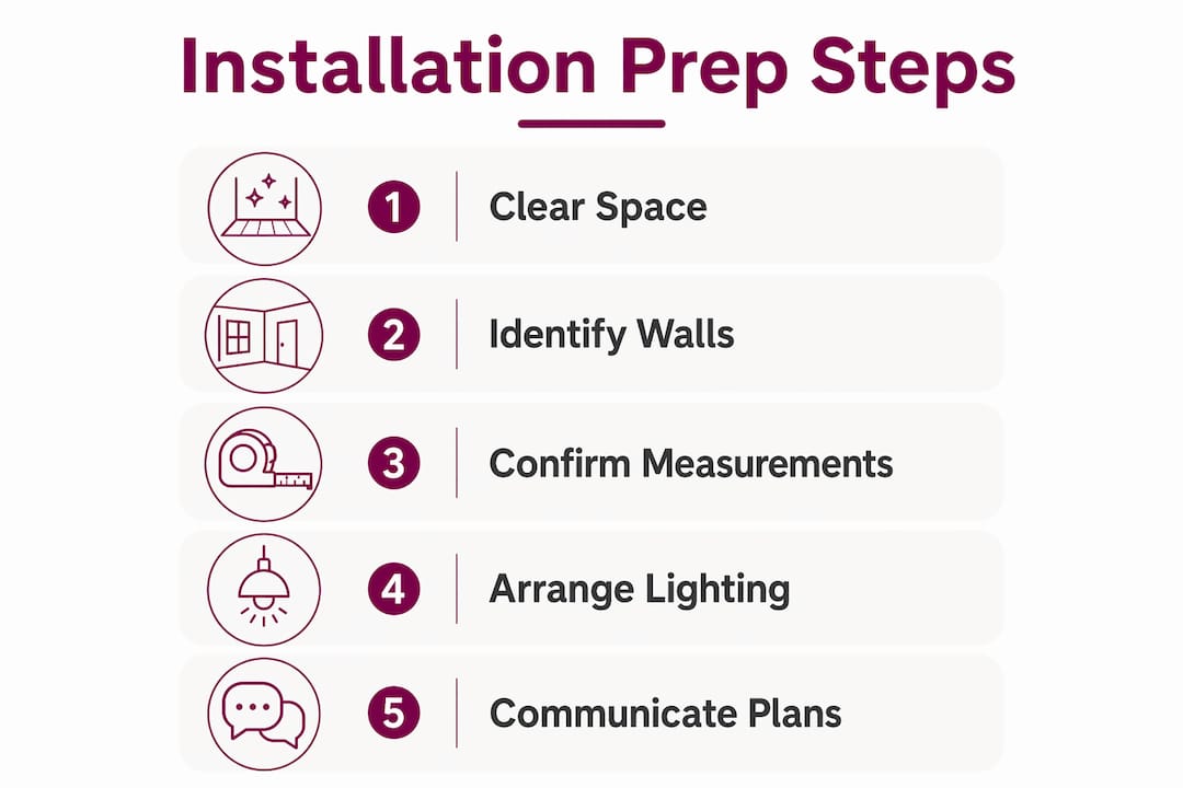 Infographic showing fitted wardrobe installation preparation steps