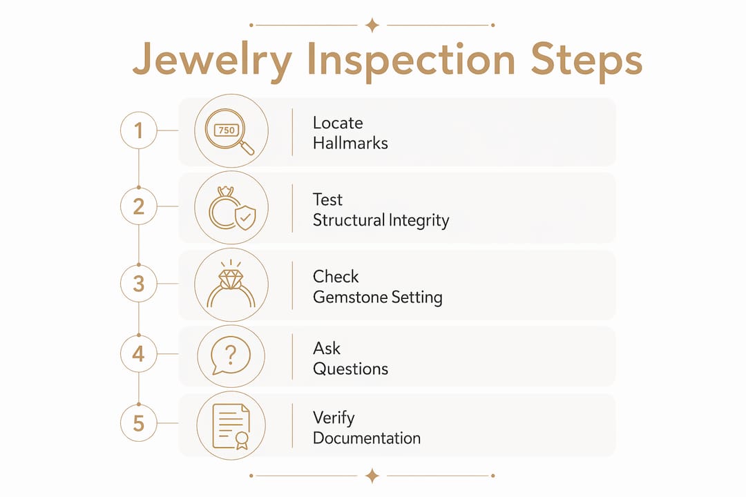 Infographic showing step-by-step jewelry inspection