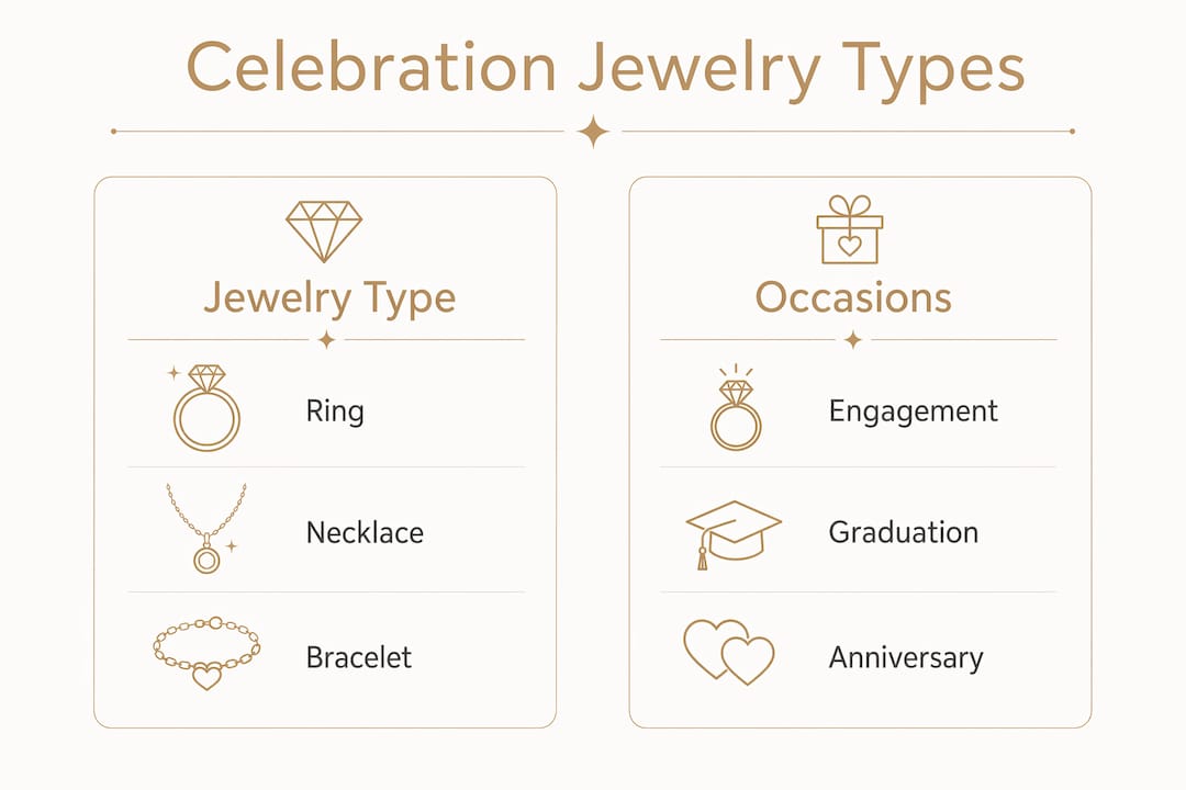 Infographic comparing jewelry types and occasions