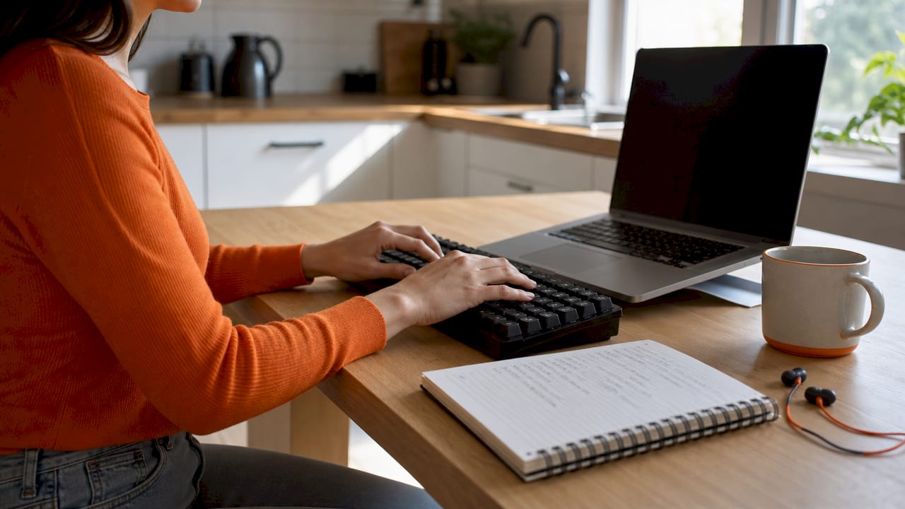 Hands typing on keyboard setting up data pipeline