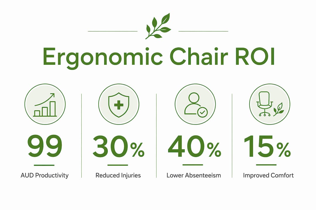 Infographic showing ergonomic chair ROI statistics