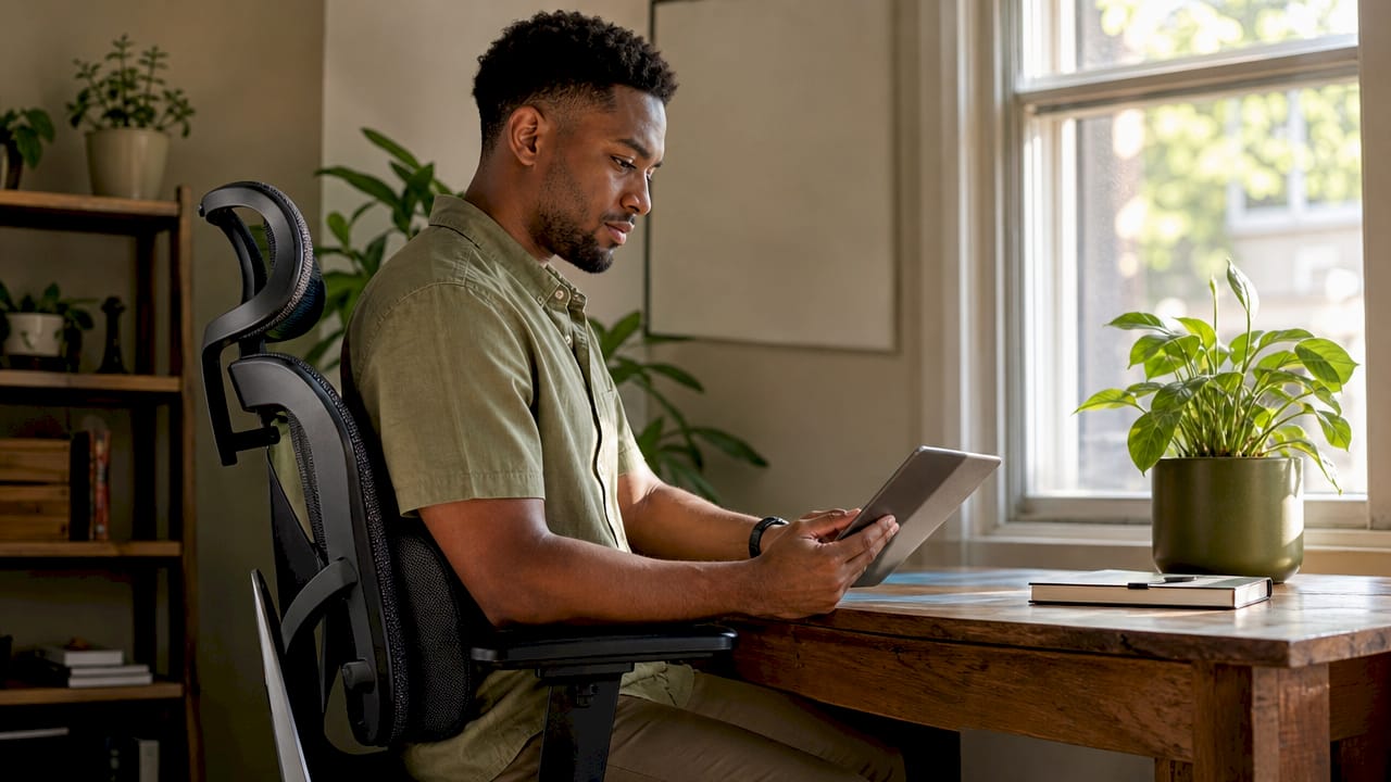 HR manager conducting ergonomic chair assessment