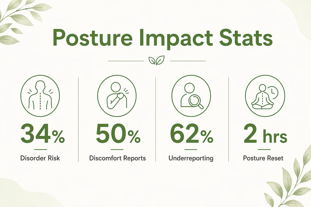 Infographic showing posture statistics impacting productivity