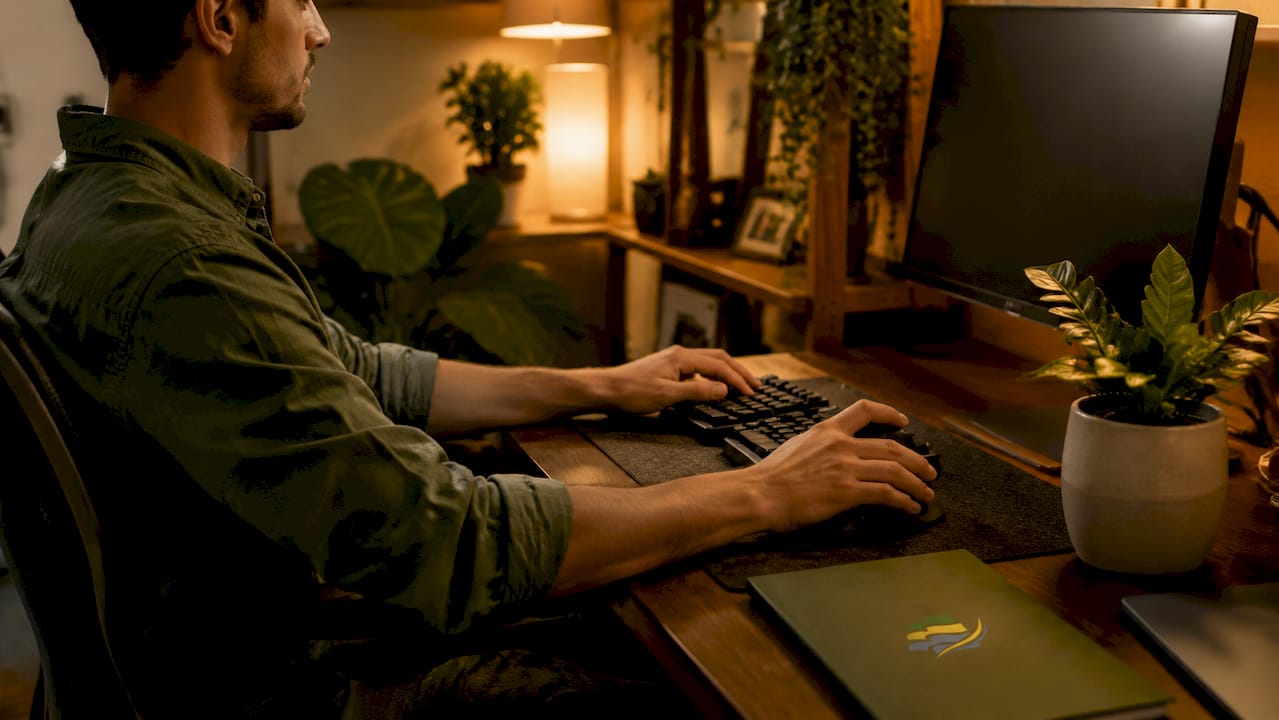 Close-up of ergonomic hand and wrist position in gaming