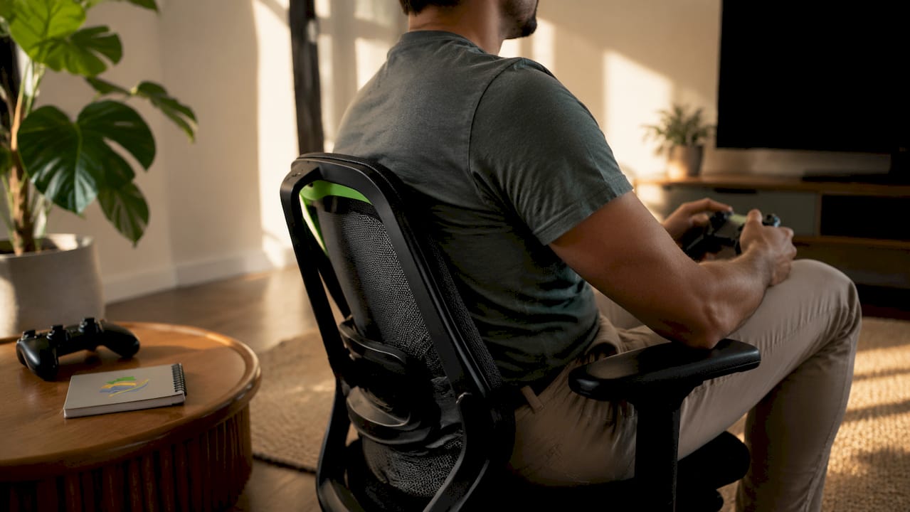 Side view of lumbar region in gaming chair