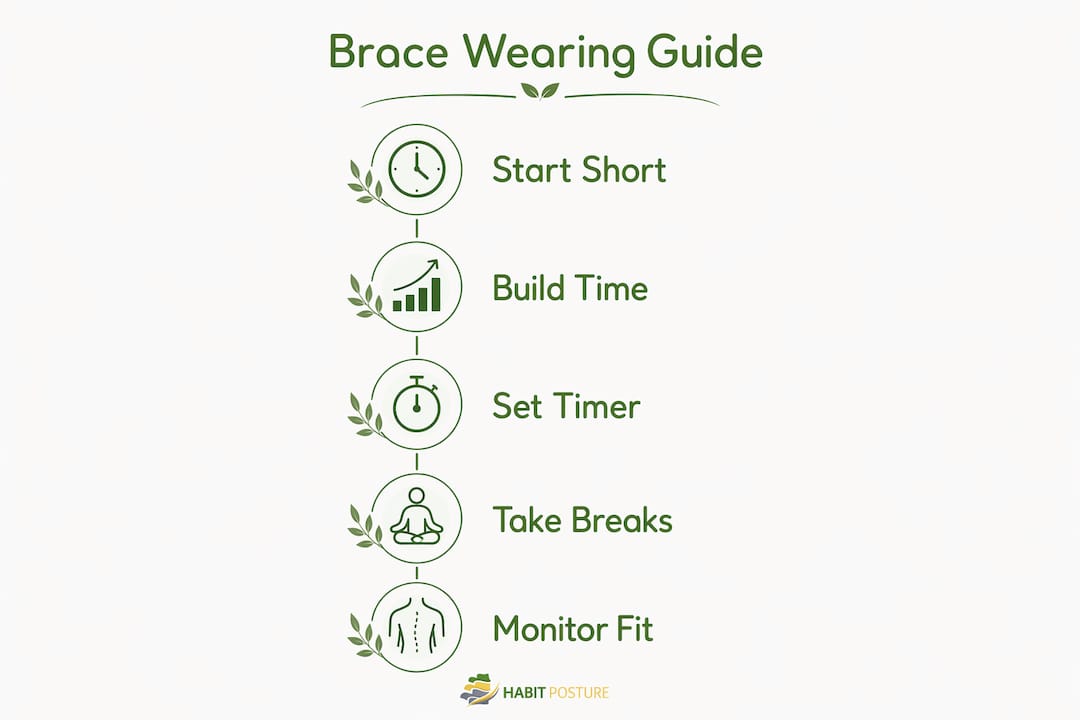 Infographic showing posture brace wearing steps