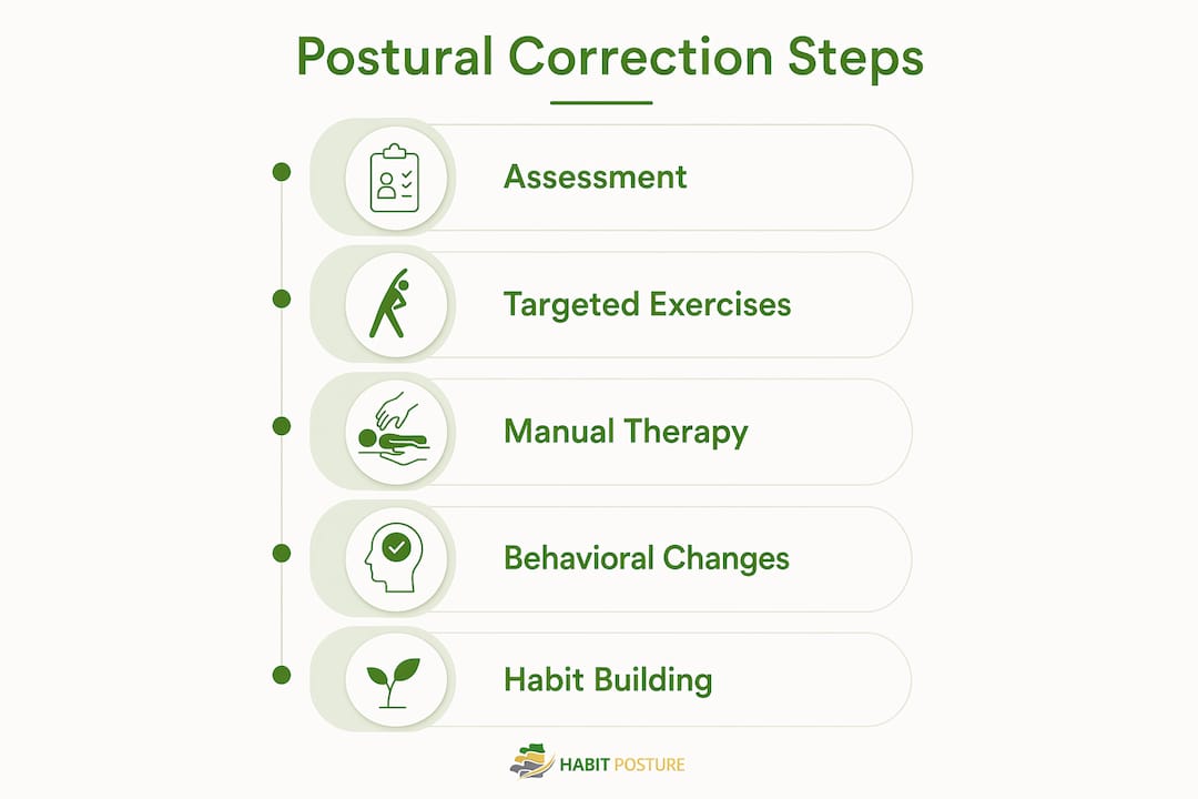Infographic showing postural correction steps