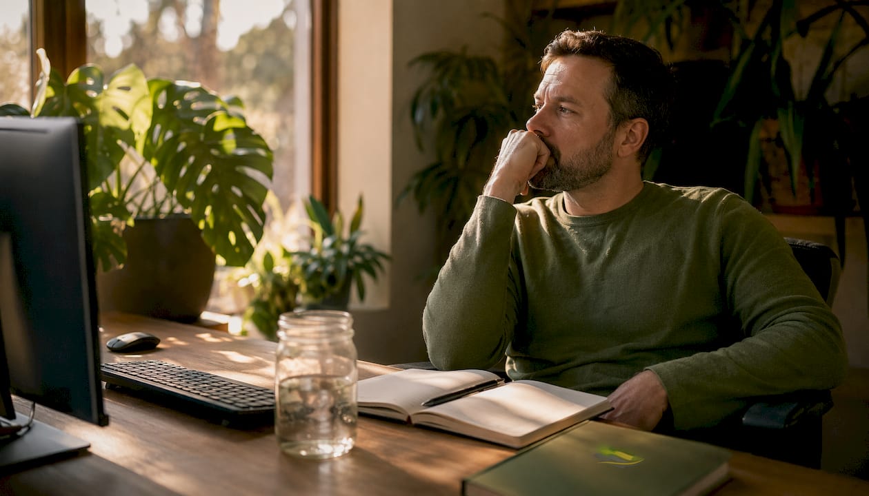Tired employee affected by poor posture