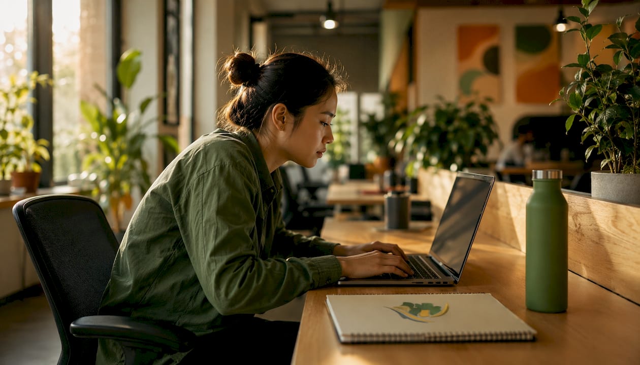 Worker exhibiting poor sitting posture