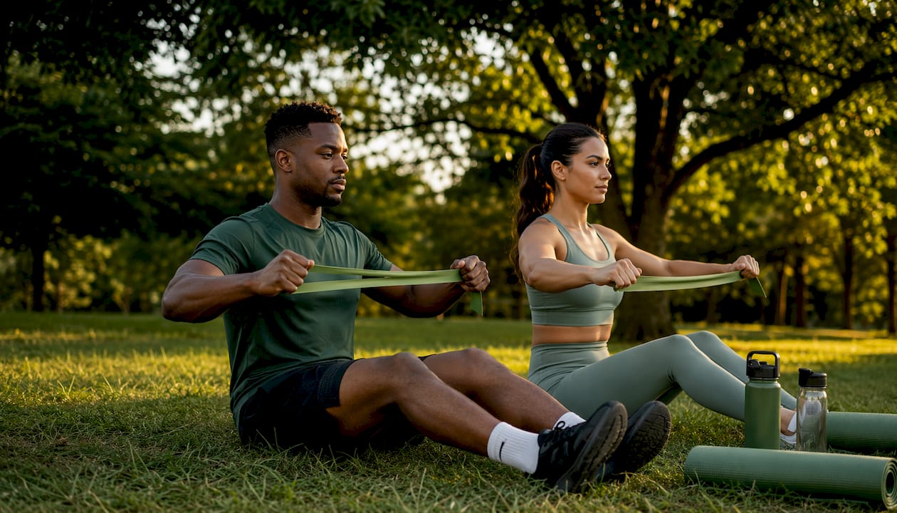 Hands stretching resistance band for posture