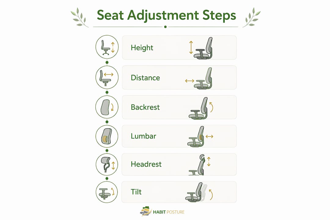 Infographic showing car seat adjustment steps
