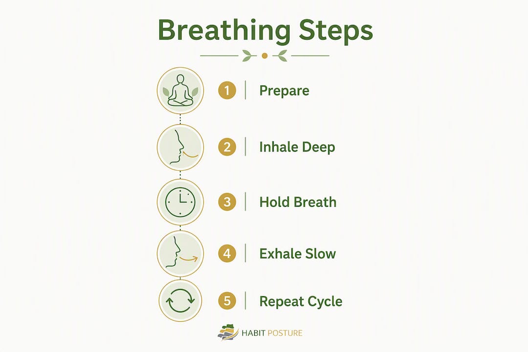 Infographic illustrating breathing technique steps