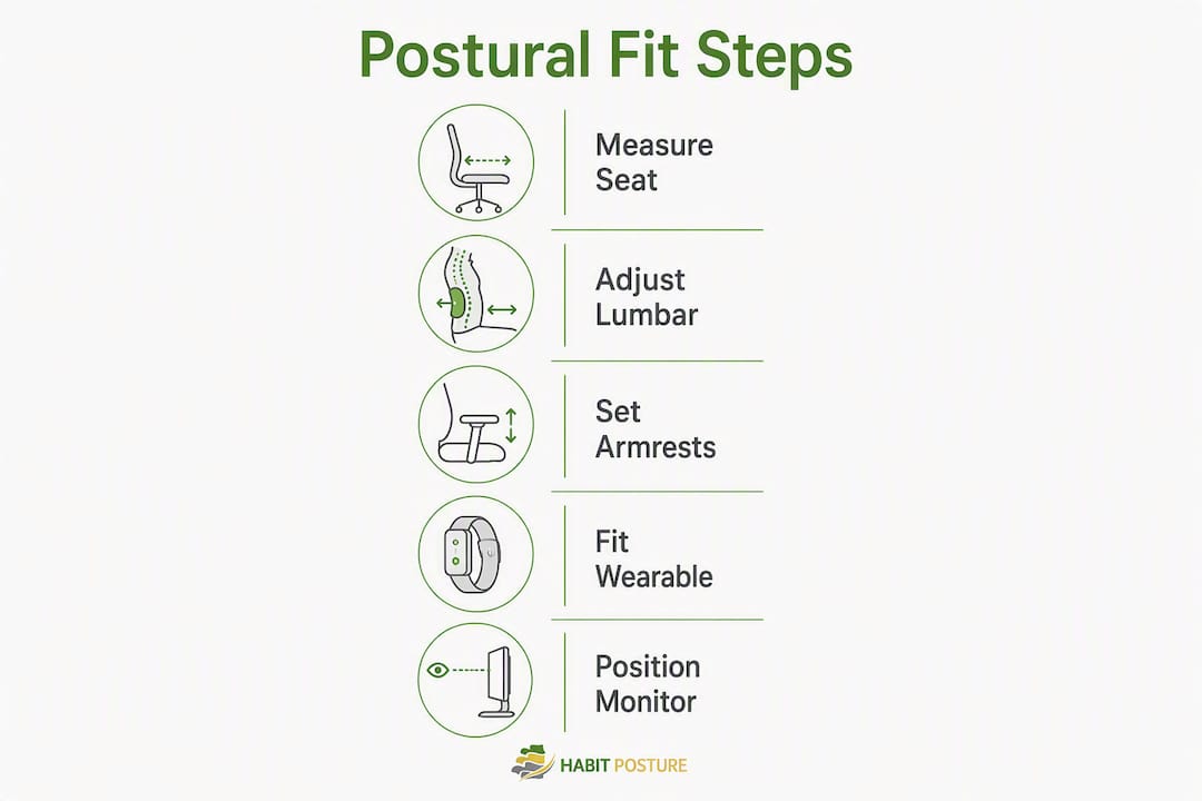 Infographic showing postural fit adjustment steps