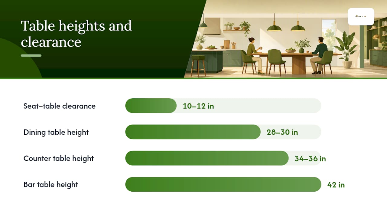 Diagram comparing ergonomic clearances and table heights