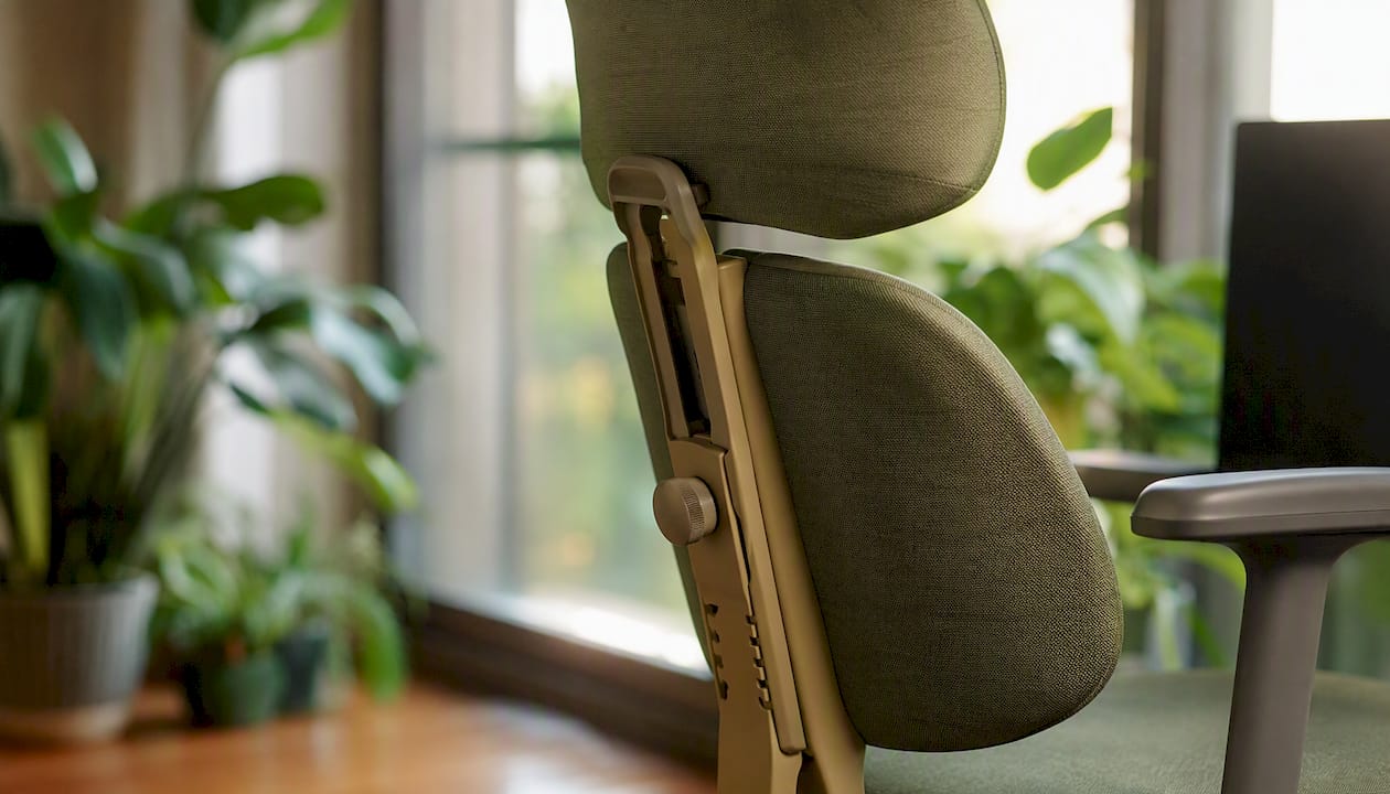 Close-up of ergonomic chair lumbar support adjustment