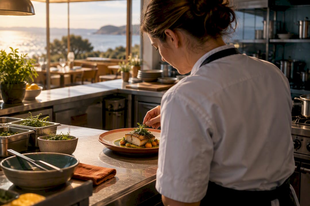 Chef checking a gluten-free restaurant course