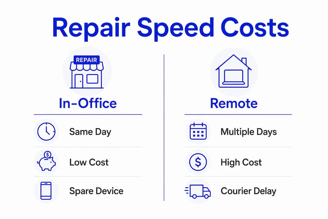 Infographic comparing device repair costs and downtime