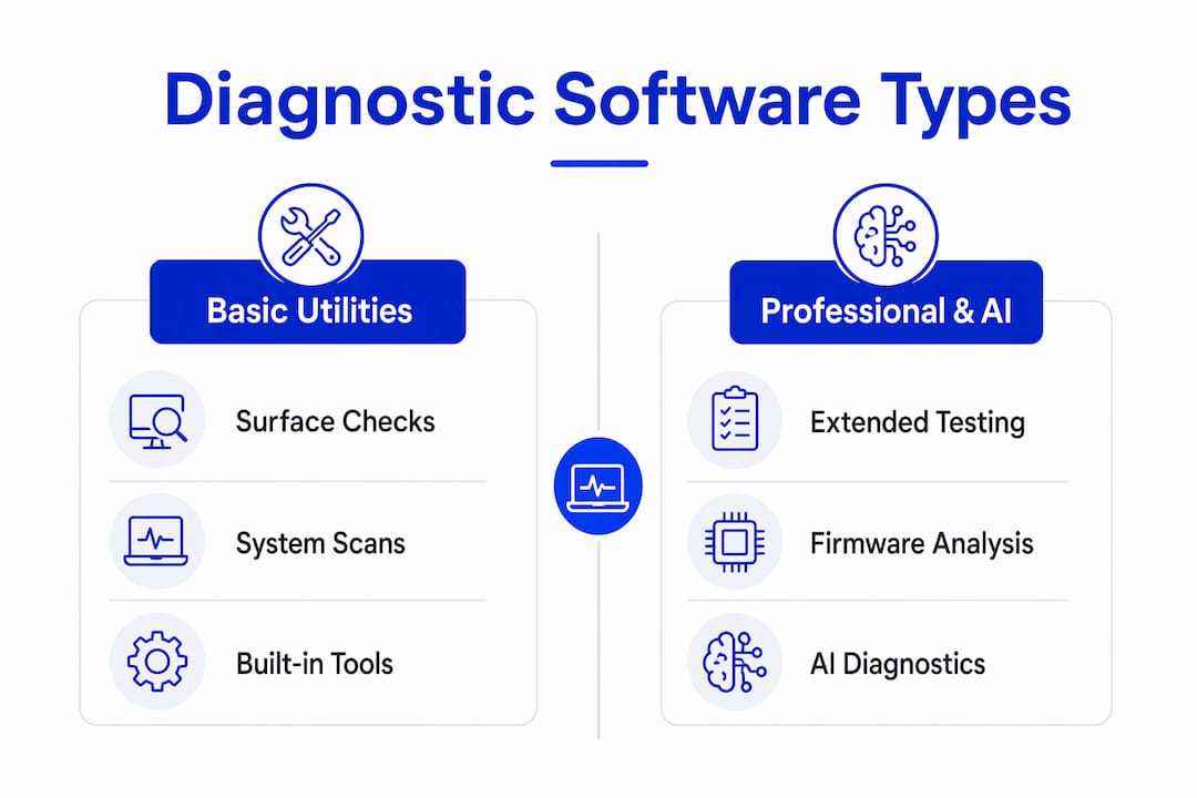 Infographic comparing diagnostic software categories