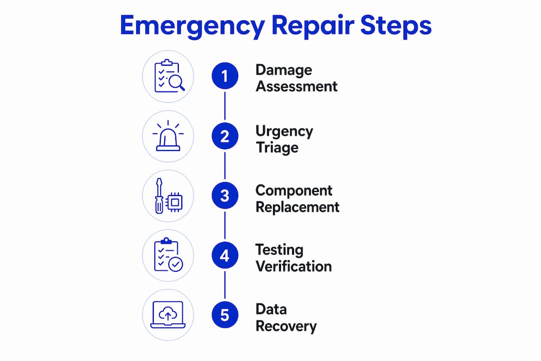 Infographic illustrating emergency device repair steps