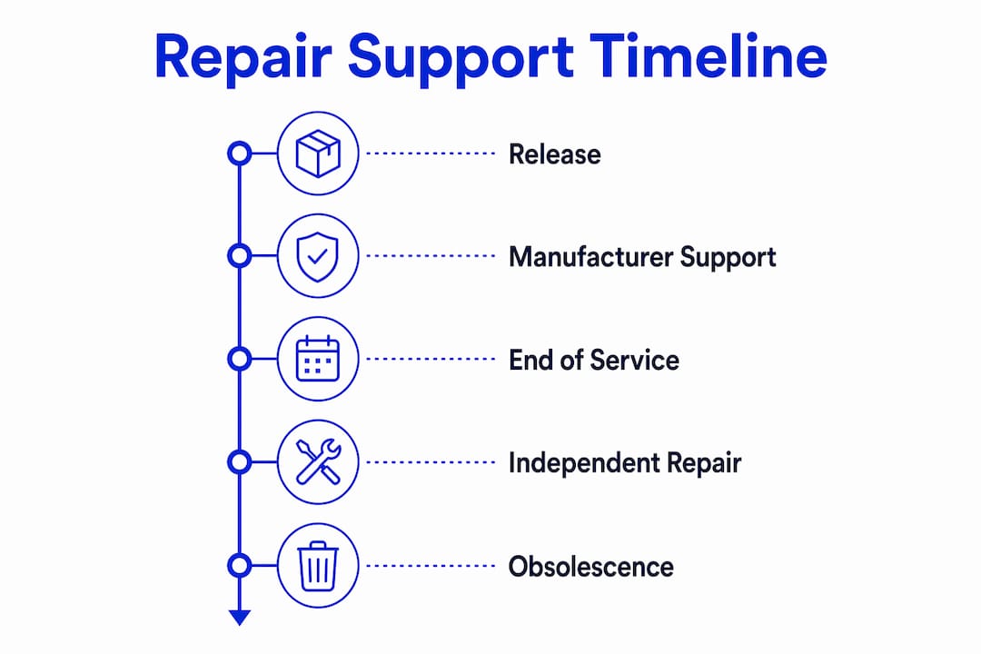 Infographic illustrating device repair support timeline