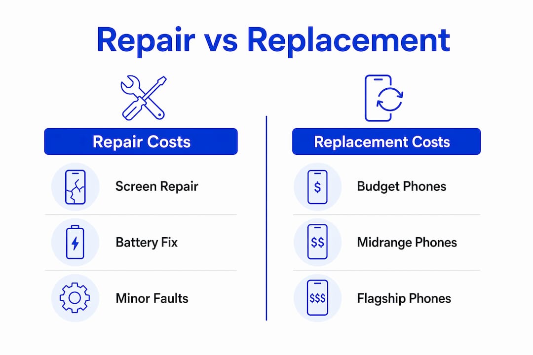 Infographic comparing repair and replacement costs