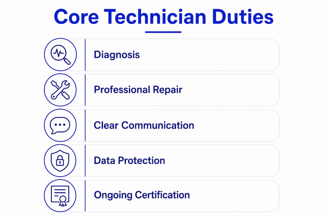 Infographic of trusted technician core duties
