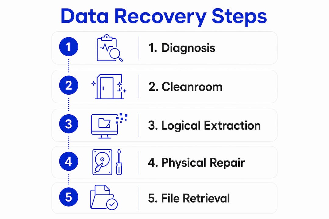 Infographic illustrating steps in data recovery process