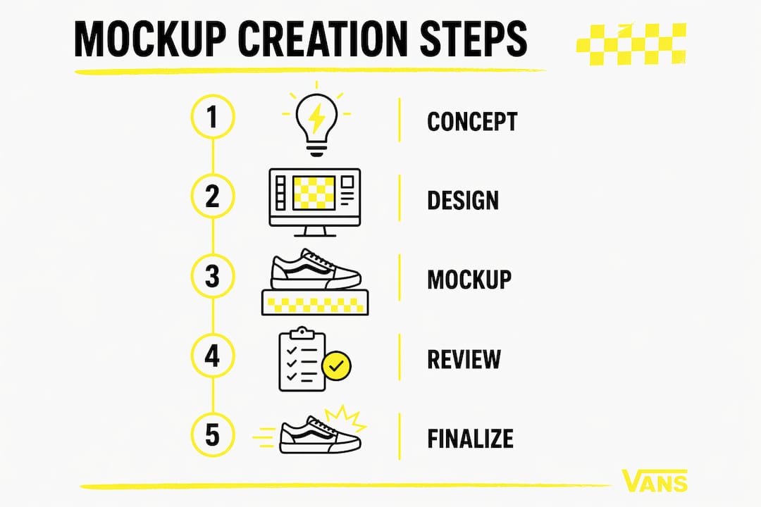 Infographic showing steps to create merchandise mockup