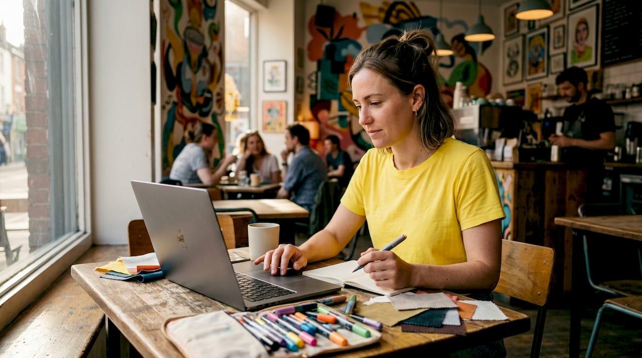 Creator designing merch store products